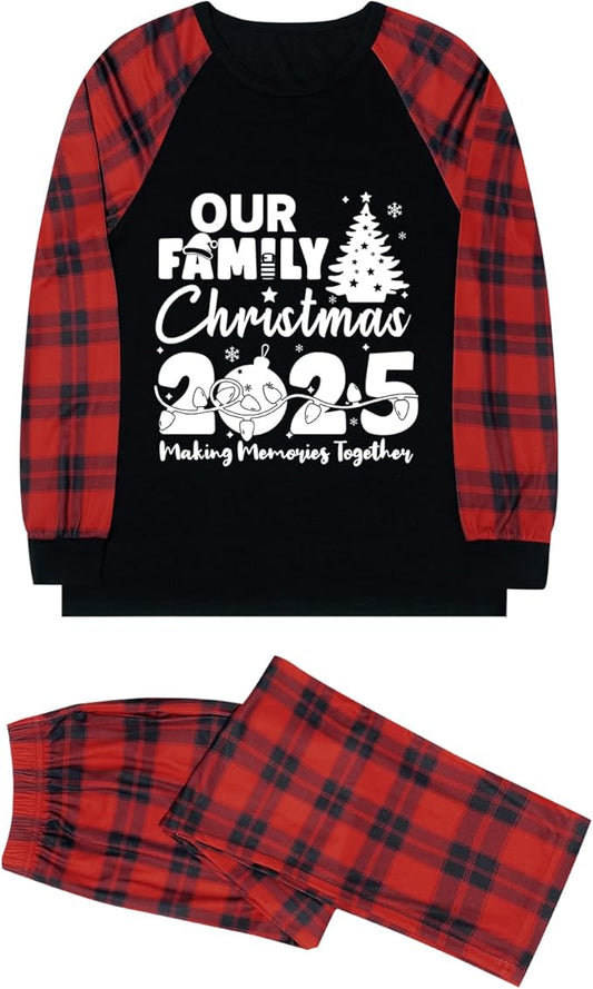 Christmas Pajamas for Family Christmas Pjs Family Pjs Matching Sets With Pocket(Red)